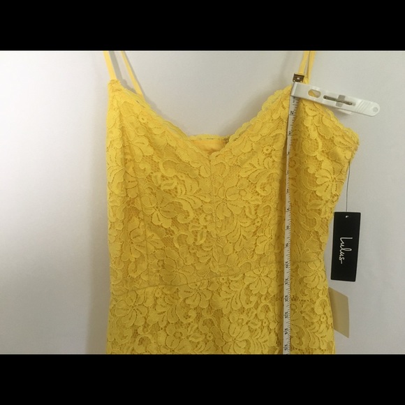 ❤️ SOLD OUT EVERYWHERE Yellow Lace Midi Ruffled Hem Feminine Modest Midi Dress - Picture 7 of 7